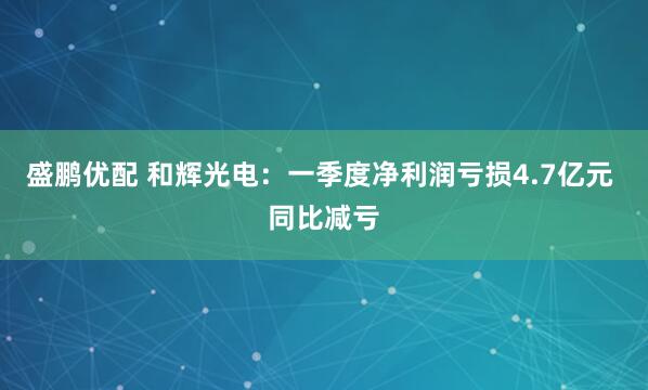 盛鹏优配 和辉光电：一季度净利润亏损4.7亿元 同比减亏